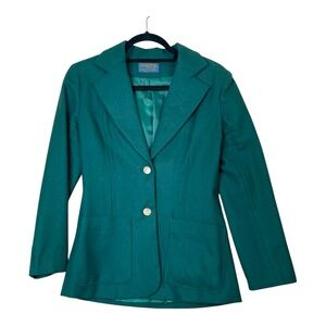 Vintage Pendleton Women Blazer 100% Virgin Wool Green Size Small Made In USA